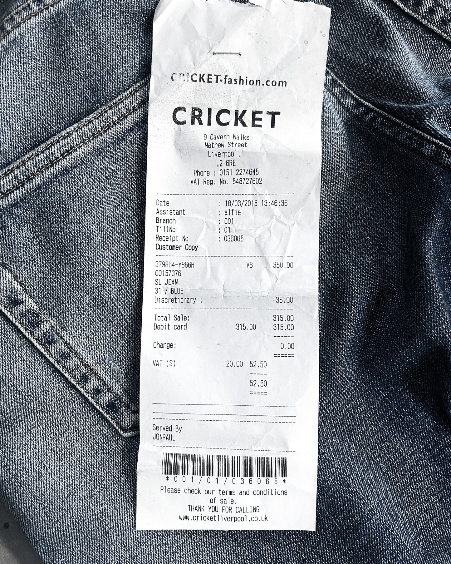 AW14 DISTRESSED CLAWMARK DO2 DENIM