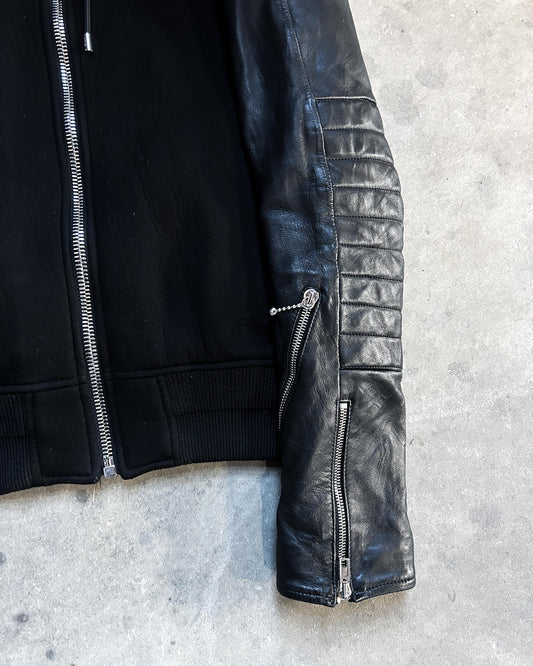 A/W16 LEATHER FLARED ARM ZIP UP BY RICARDO TISCI