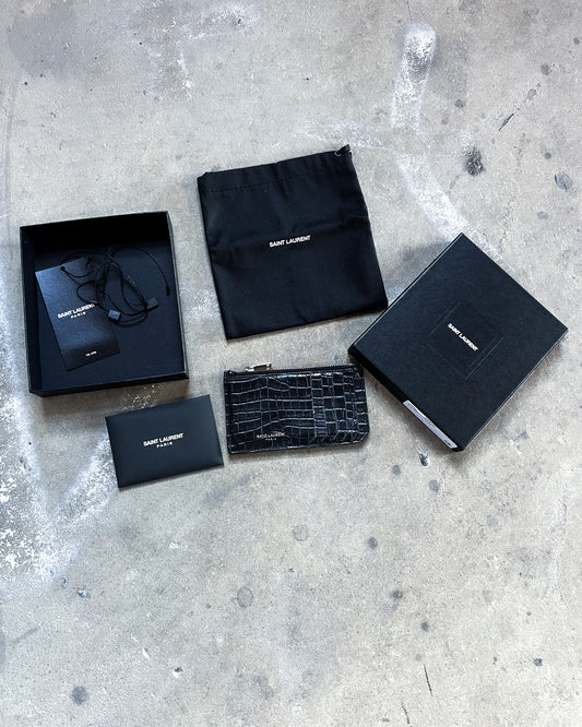 BLACK CROCODILE CARD HOLDER