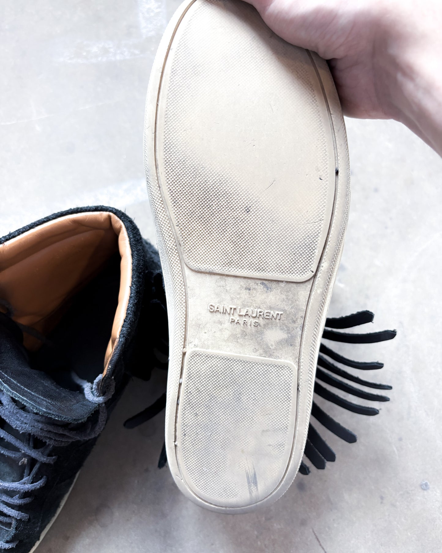 F/W15 BLACK SUEDE FRINGE HIGH TOPS