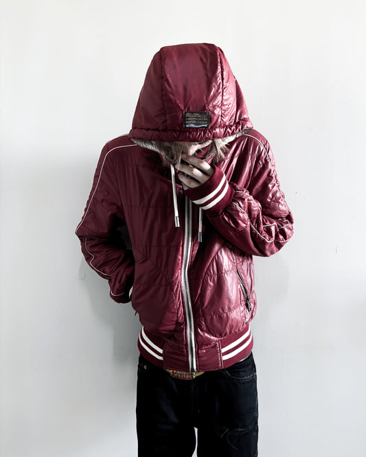 METAL HOOD BADGE PUFFER JACKET