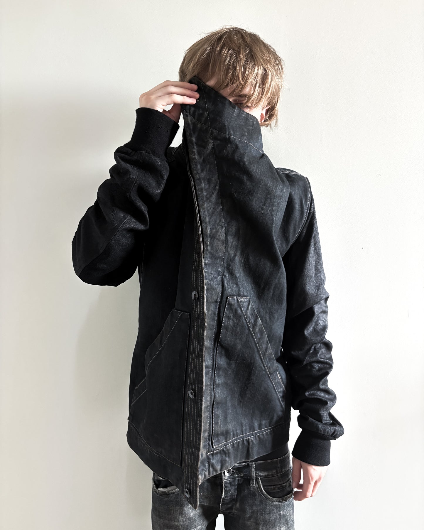 S/S13 “ISLAND” DRK SHDW LEATHER SLEEVE SLAVE JACKET