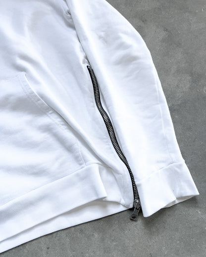 WHITE SIDE ZIP HOODIE