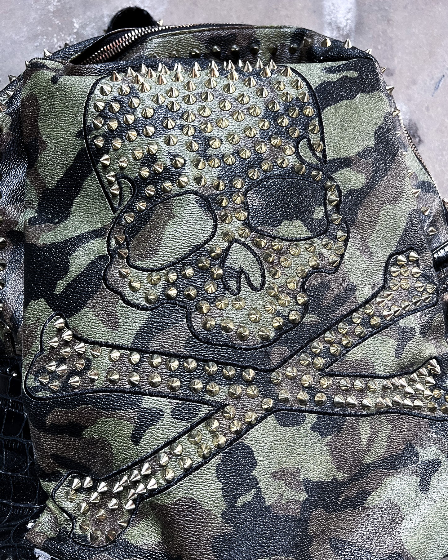 STUDDED CAMO ‘MARGIN’ BACKPACK