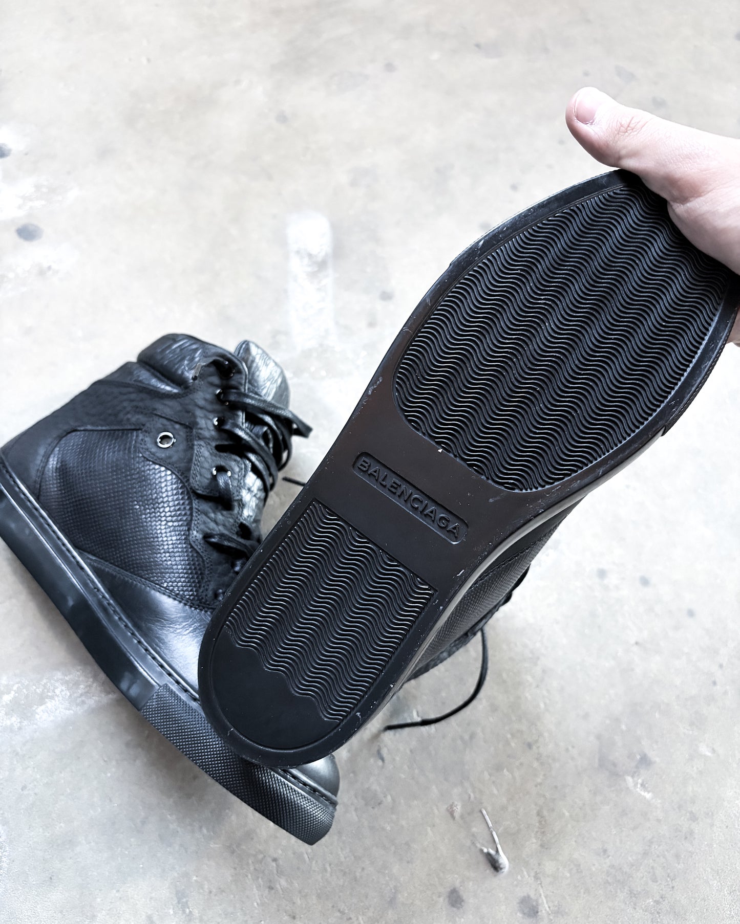 BLACK SNAKESKIN HIGH TOPS