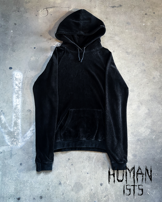 DISTRESSED BURNT OUT BLACK HOODIE