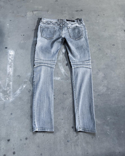 S/S14 GREY GEOMETRIC BIKER DENIM