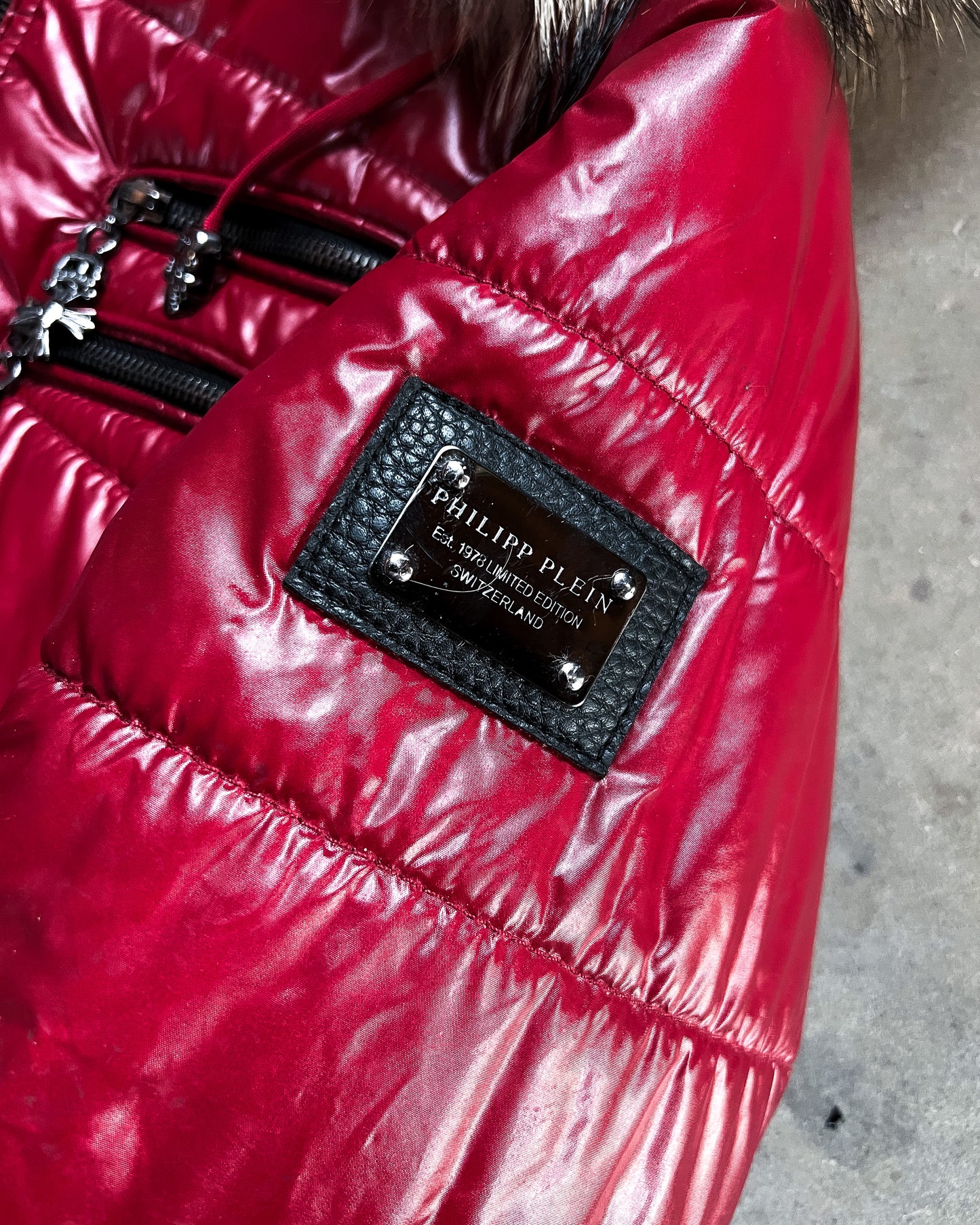 RED WAXED PUFFER JACKET