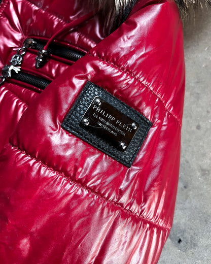 RED WAXED PUFFER JACKET