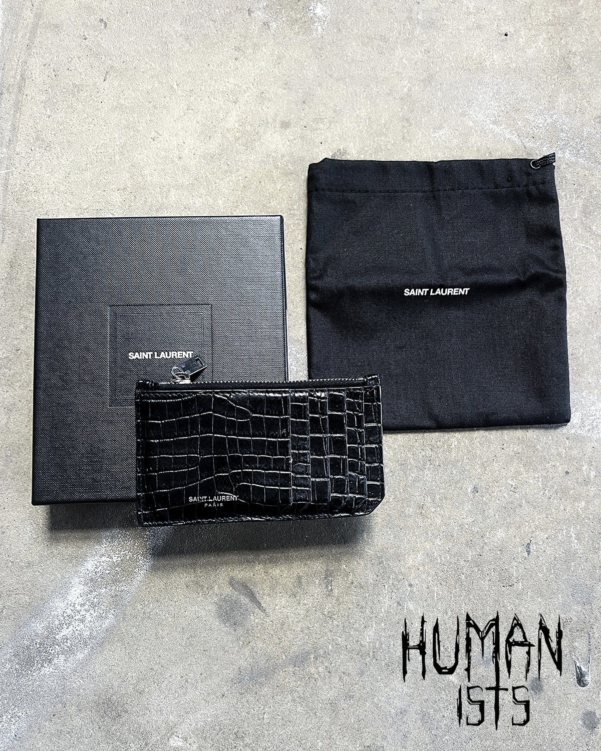 BLACK CROCODILE CARD HOLDER