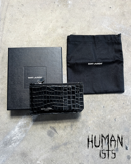 BLACK CROCODILE CARD HOLDER