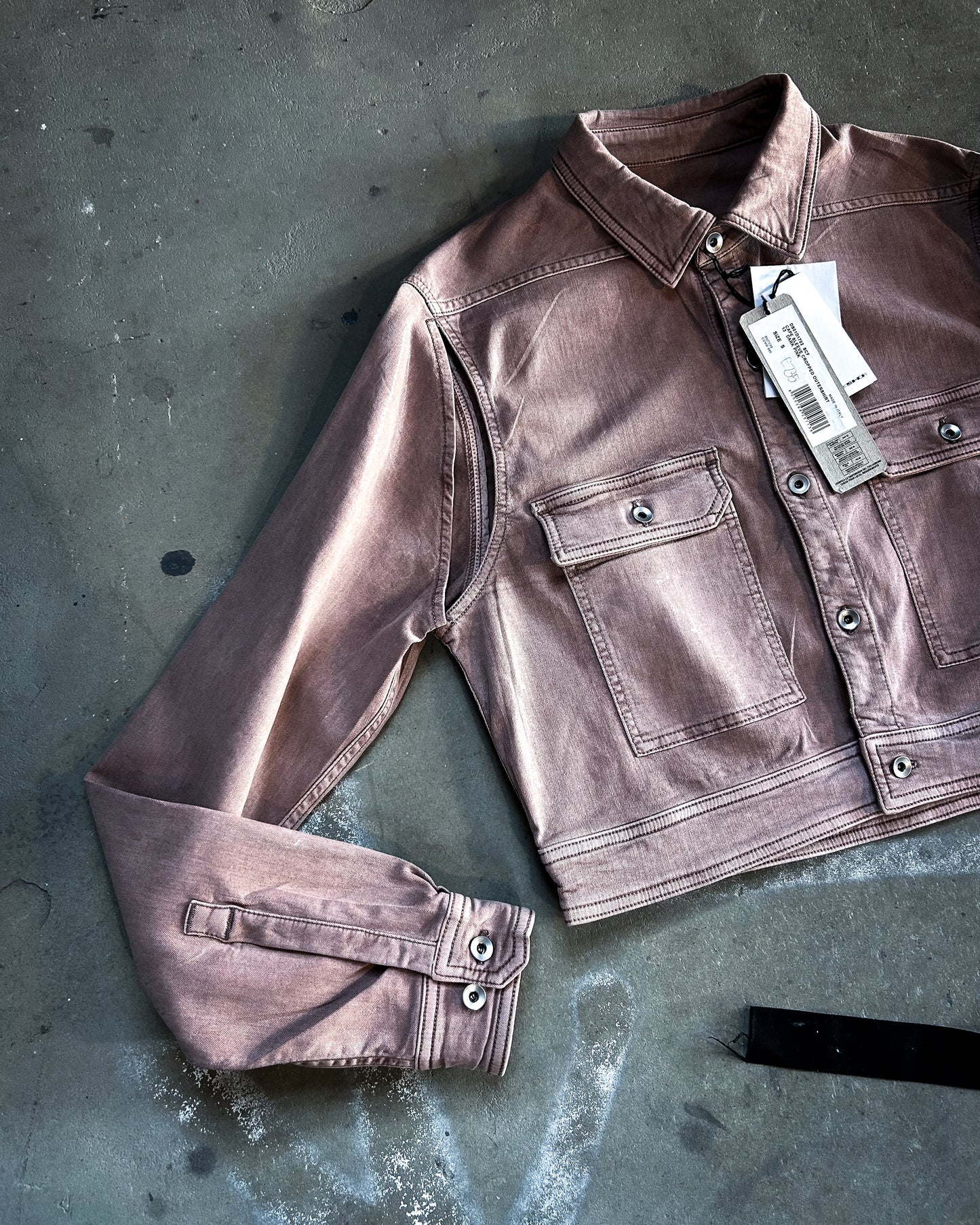 DARK PINK CROPPED DENIM CAPE OVERSHIRT