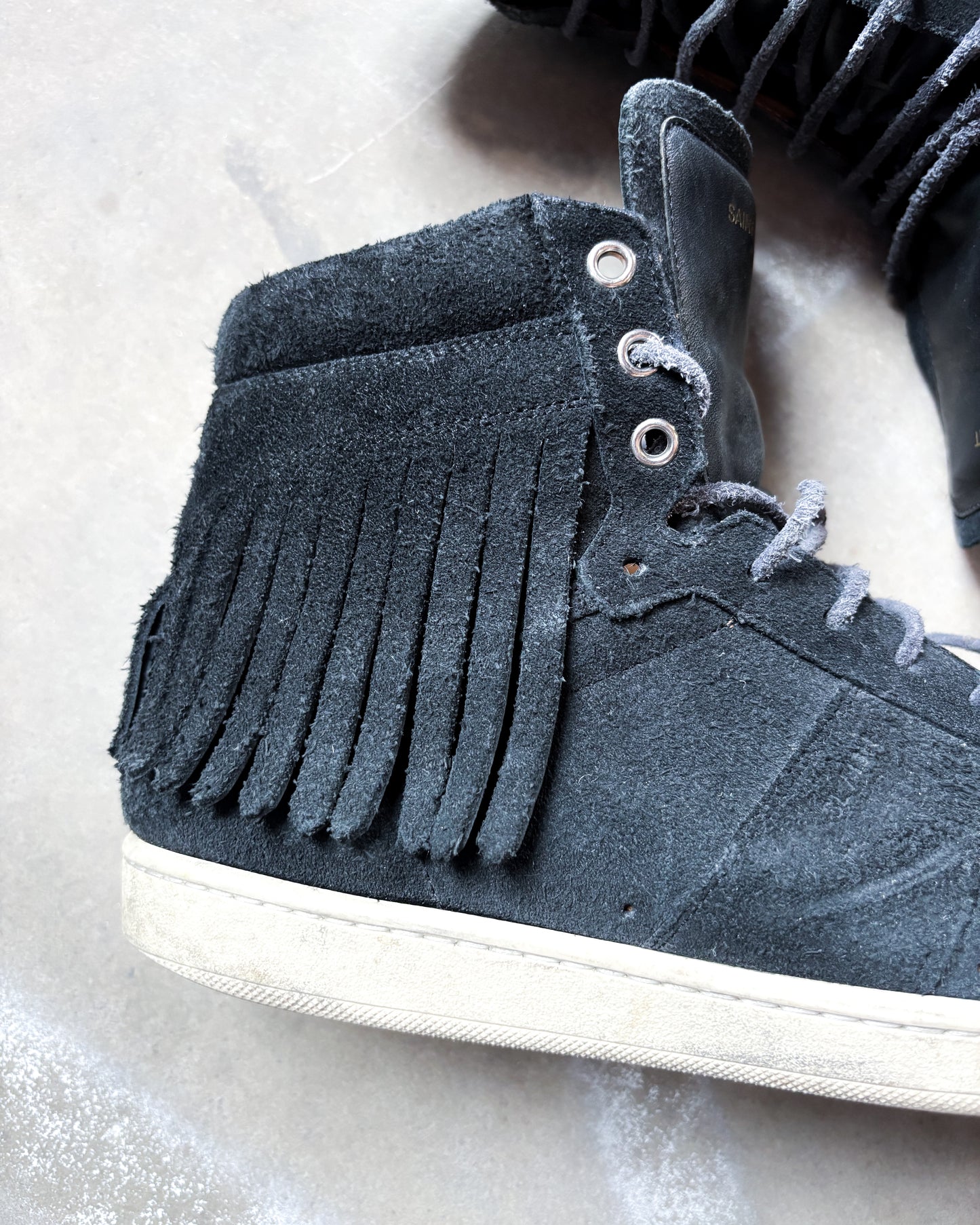 F/W15 BLACK SUEDE FRINGE HIGH TOPS