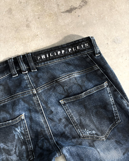 DISTRESSED BIKER DENIM