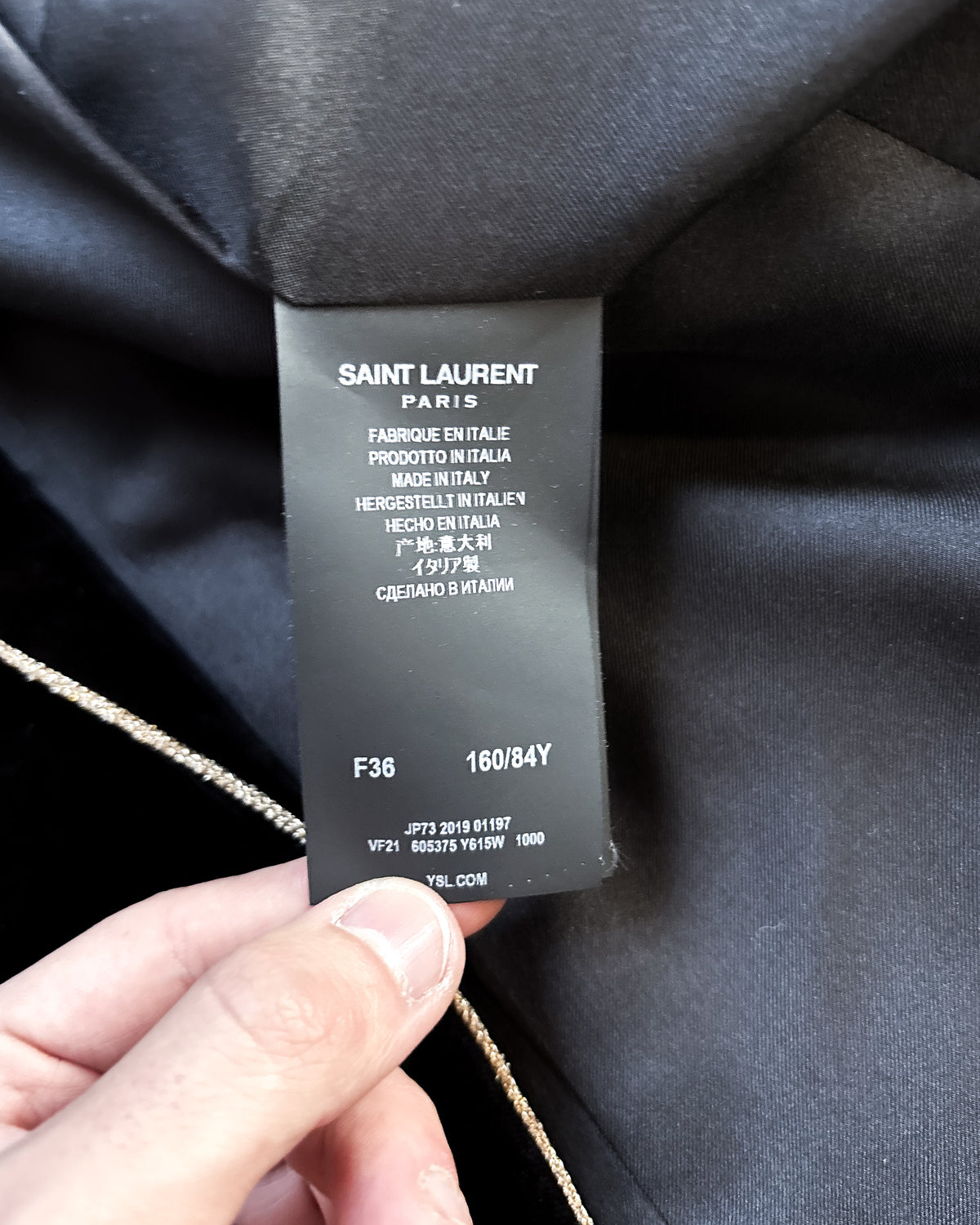 F/W19 GOLD TRIM VELVET BLAZER