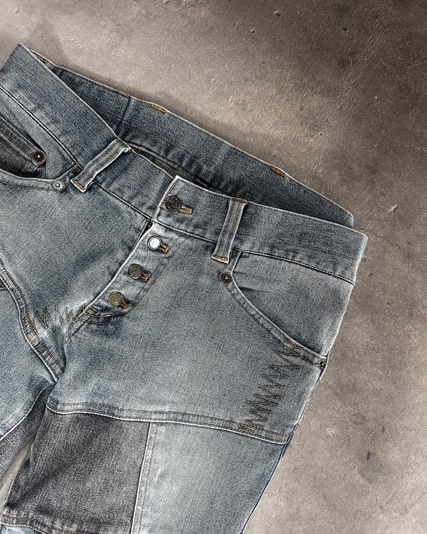 FLARED PATCHWORK DENIM