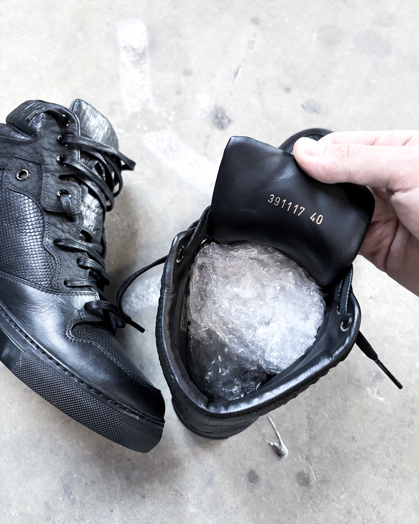 BLACK SNAKESKIN HIGH TOPS