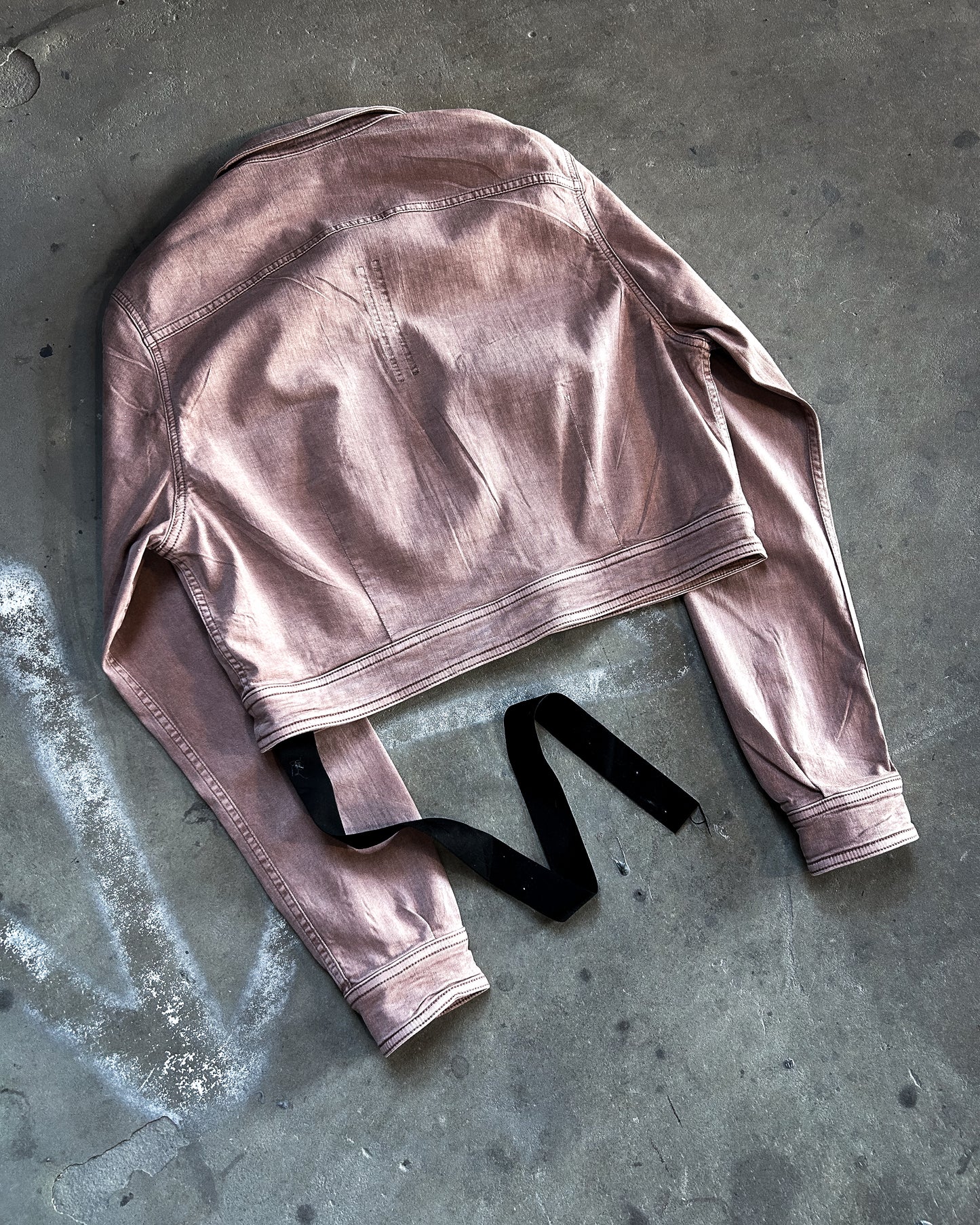 DARK PINK CROPPED DENIM CAPE OVERSHIRT