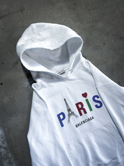 WHITE PARIS EIFFEL TOWER HOODIE