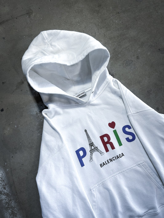 WHITE PARIS EIFFEL TOWER HOODIE