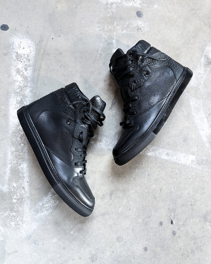 BLACK SNAKESKIN HIGH TOPS