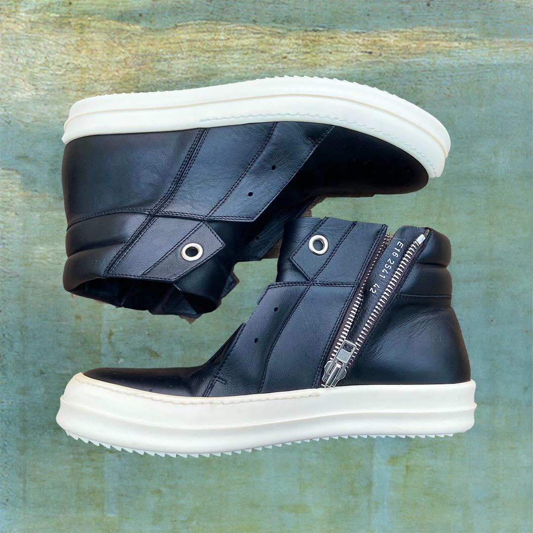 RICK OWENS SS15 FAUN ISLAND DUNK PULL-ON SHOES IN BLACK COW LEATHER