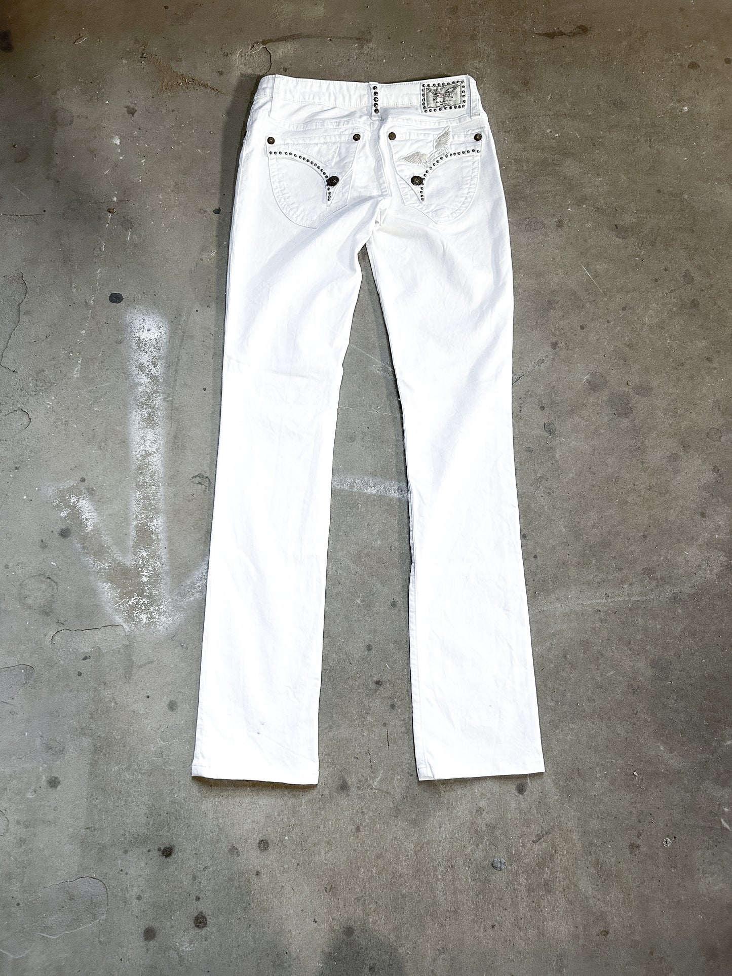 WHITE STUD WINGED DENIM