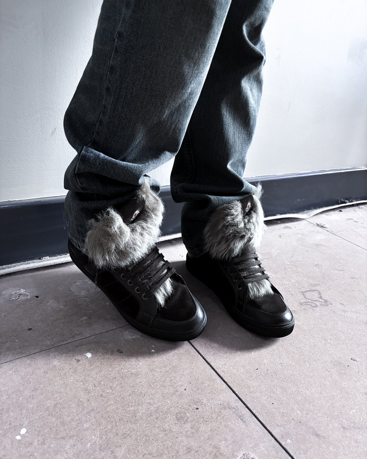 BROWN FUR HIGH TOPS