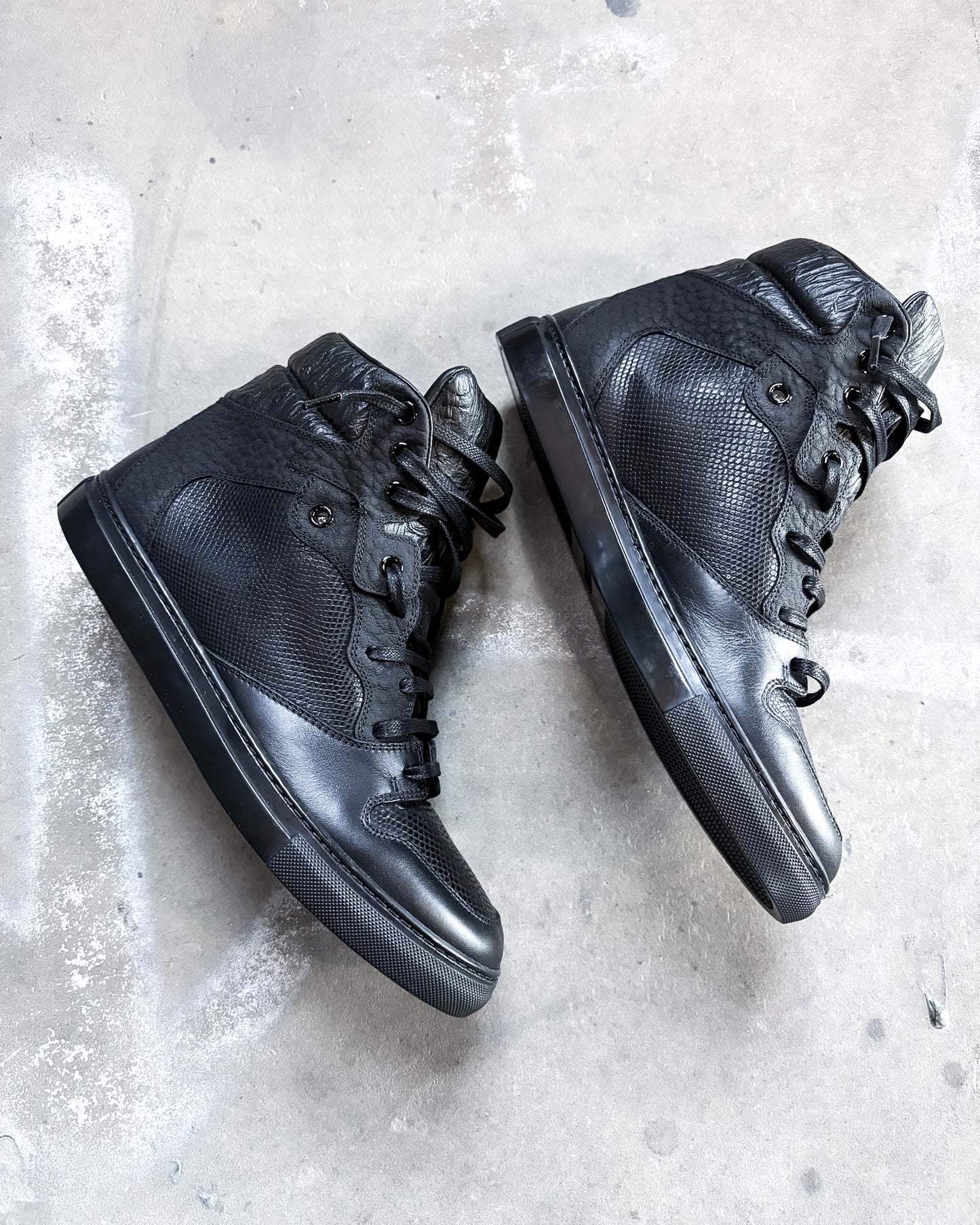 BLACK SNAKESKIN HIGH TOPS
