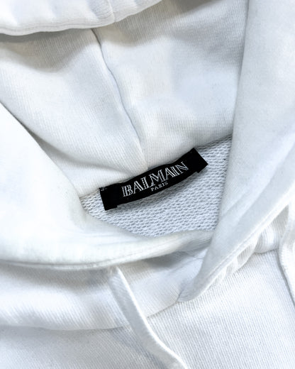 WHITE SIDE ZIP HOODIE