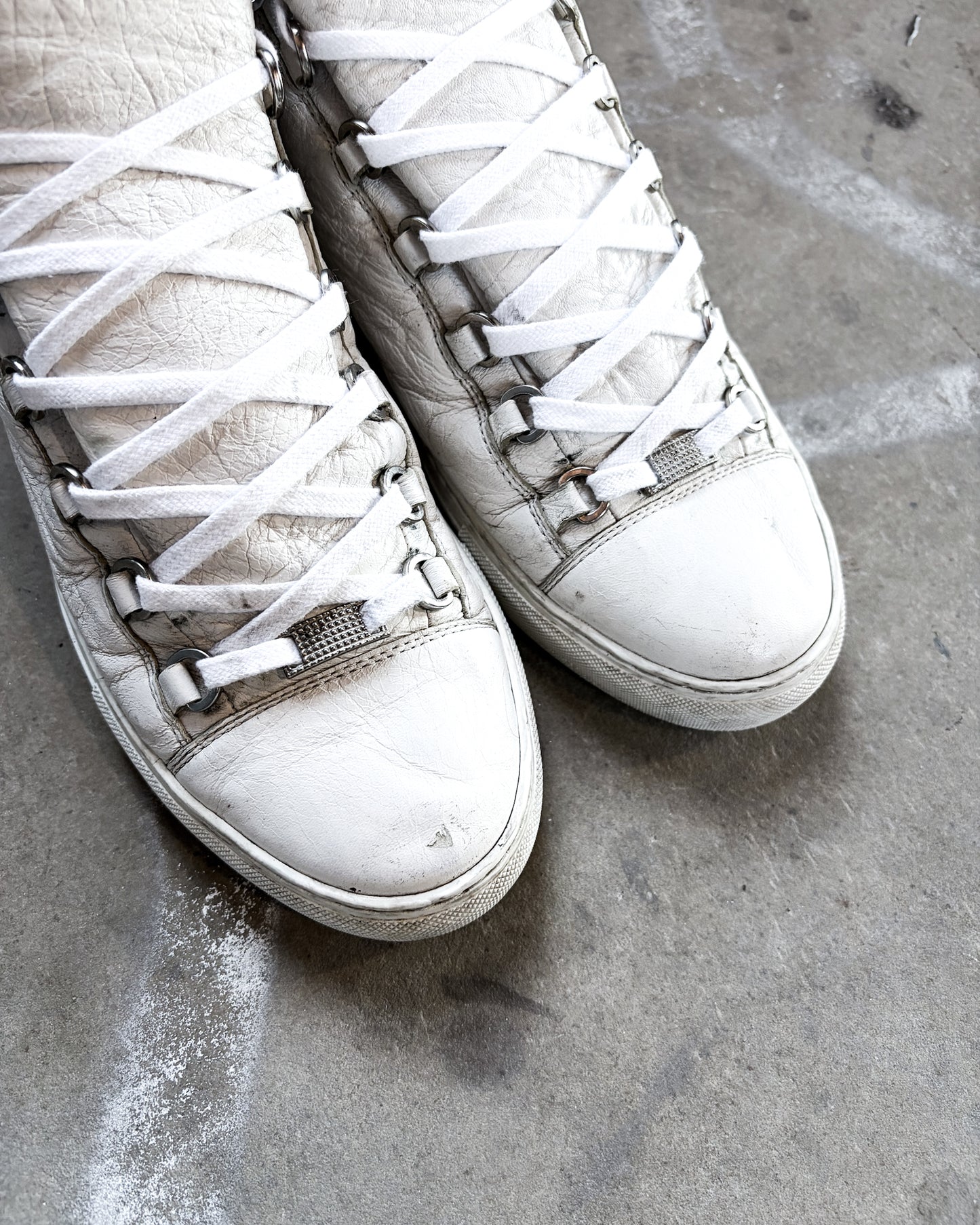 WHITE LEATHER ARENA HIGH TOPS
