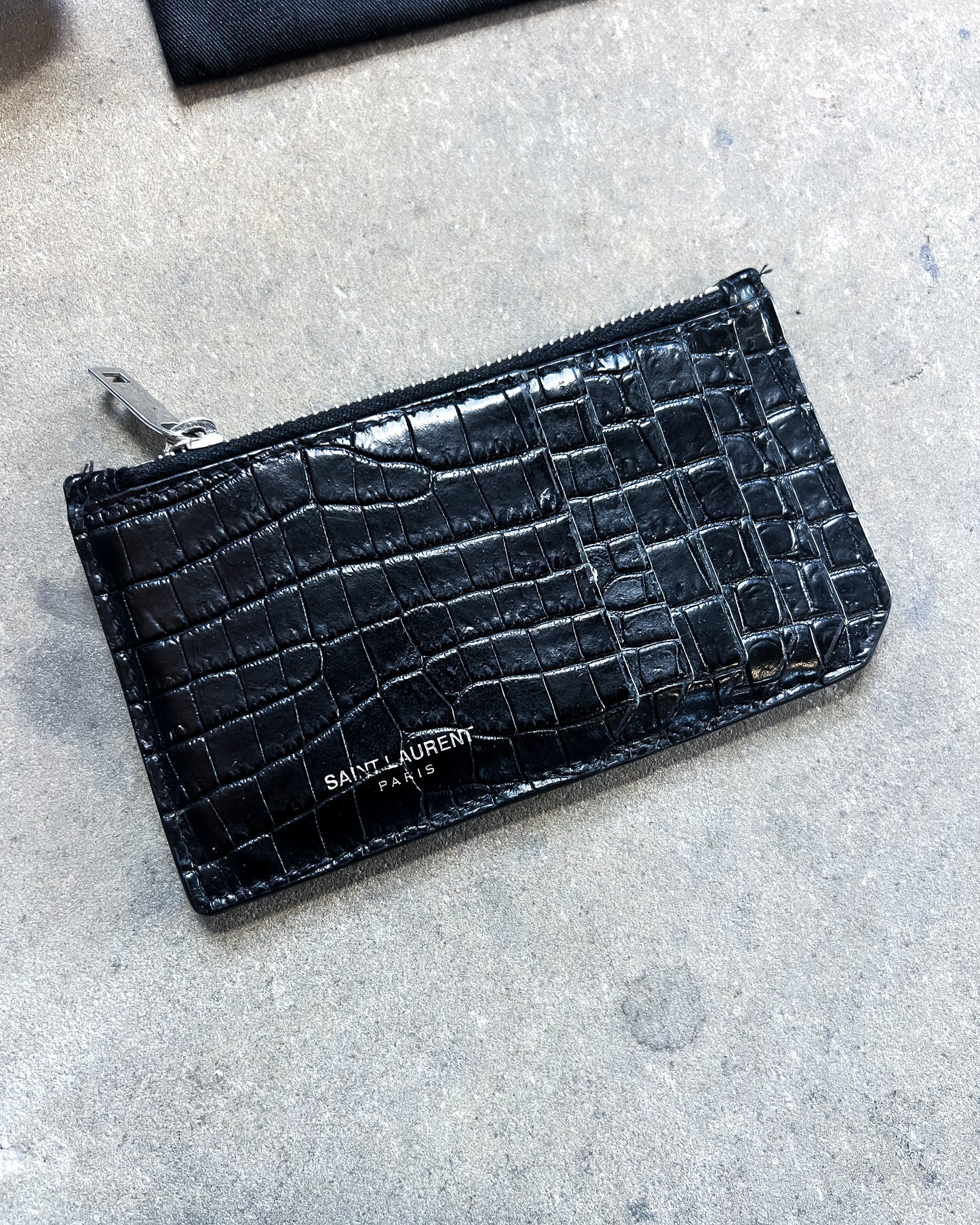 BLACK CROCODILE CARD HOLDER