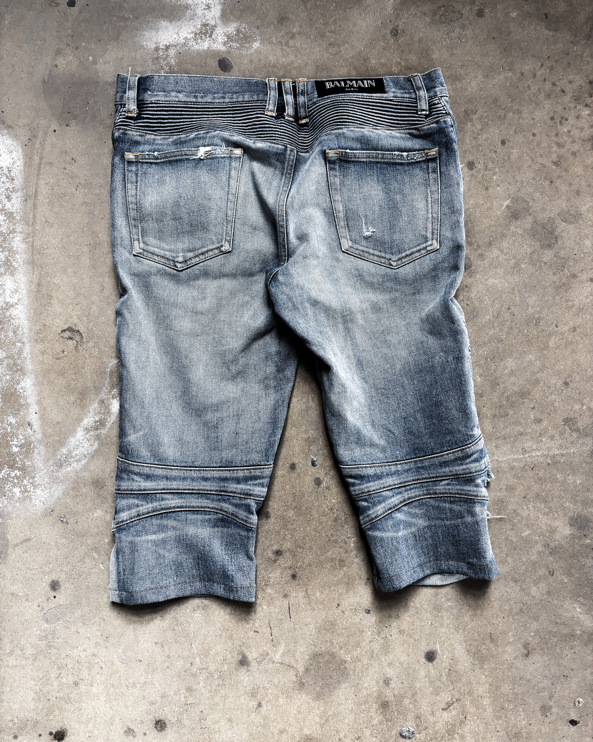 A/W15 DISTRESSED BIKER DENIM SHORTS