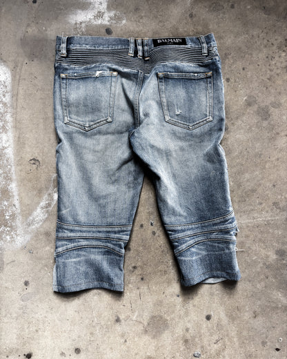 A/W15 DISTRESSED BIKER DENIM SHORTS