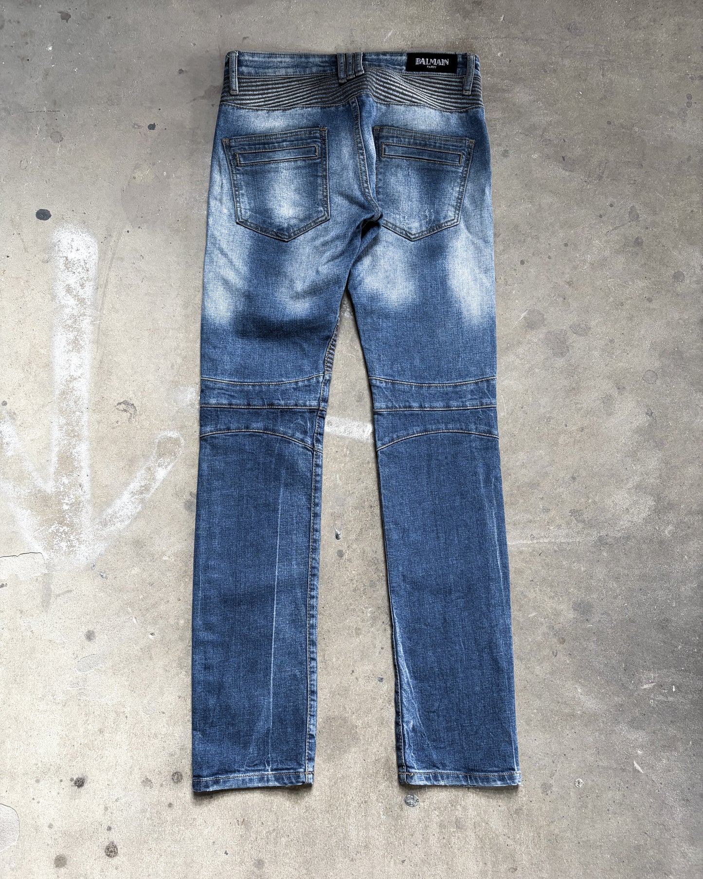 A/W14 BLUE DISTRESSED BIKER DENIM