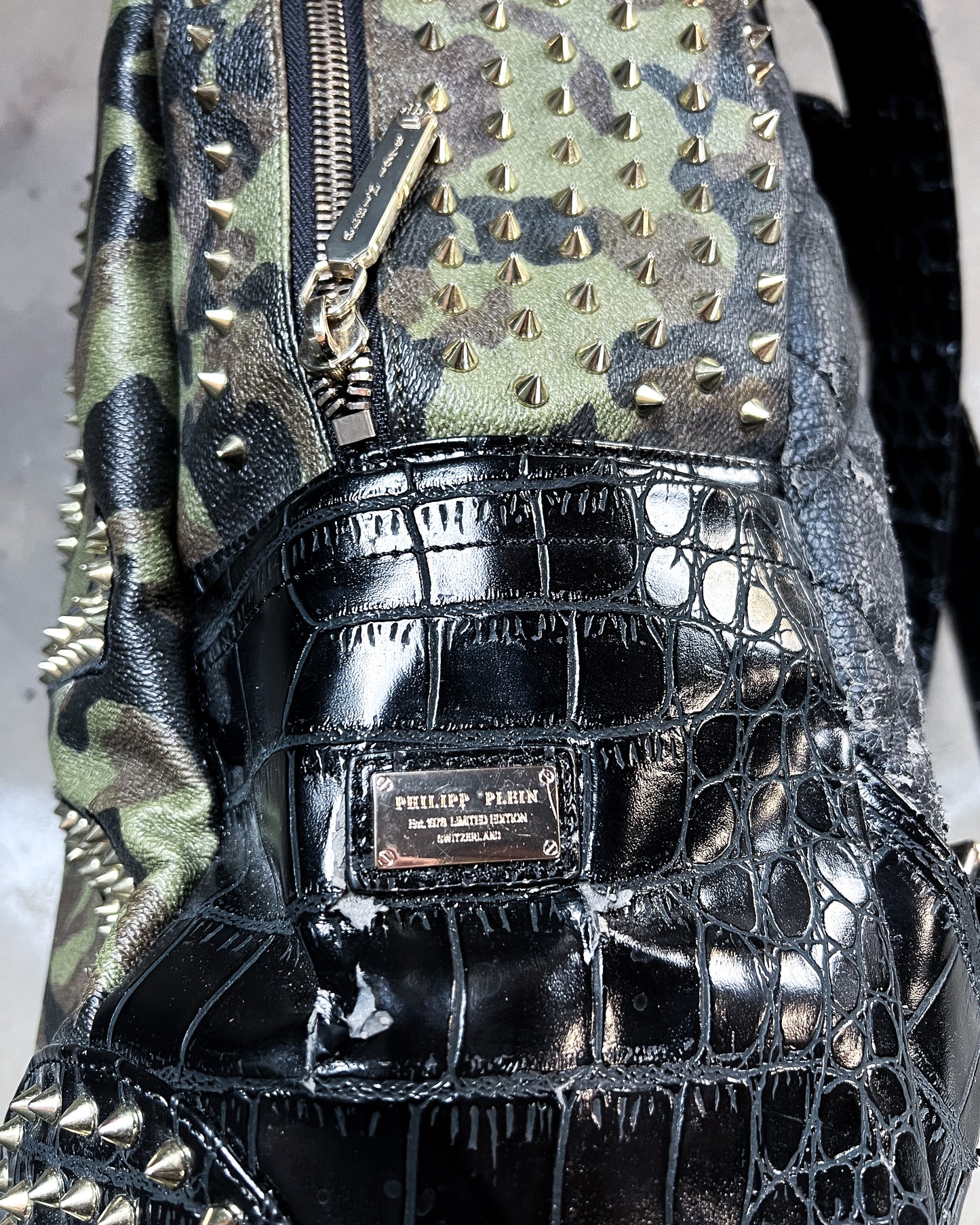 STUDDED CAMO ‘MARGIN’ BACKPACK