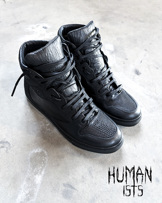 BLACK SNAKESKIN HIGH TOPS