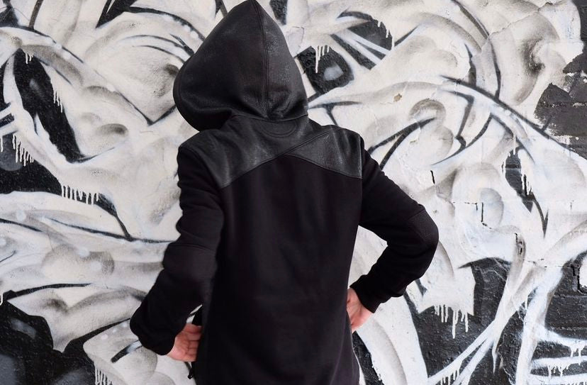 HELMUT LANG SNAKESKIN BLACK ZIP UP HOODIE