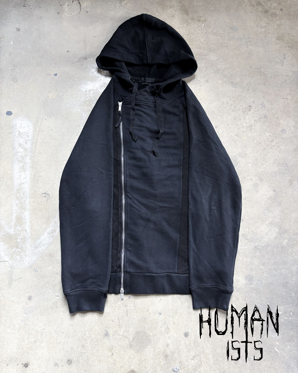 F/W14 ASYMMETRICAL MESH PANEL ZIP UP