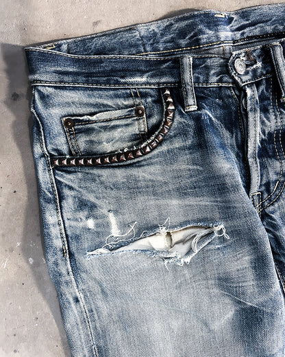 THRASHED STUDDED DENIM