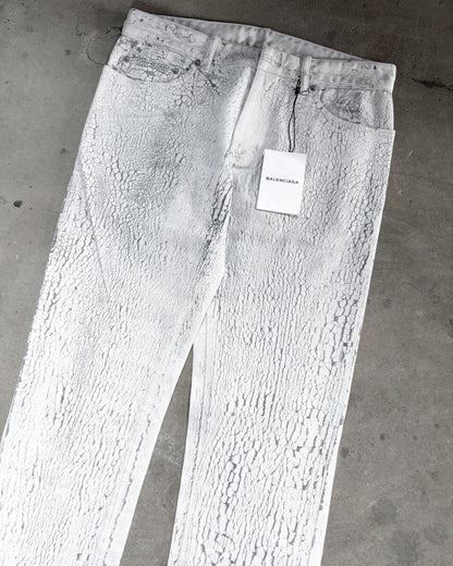 A/W14 WHITE CRACKED PAINT DENIM