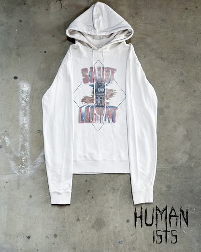 THRASHED WHITE ROBOT HOODIE