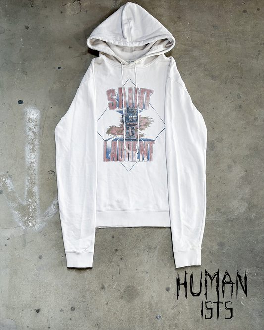 THRASHED WHITE ROBOT HOODIE