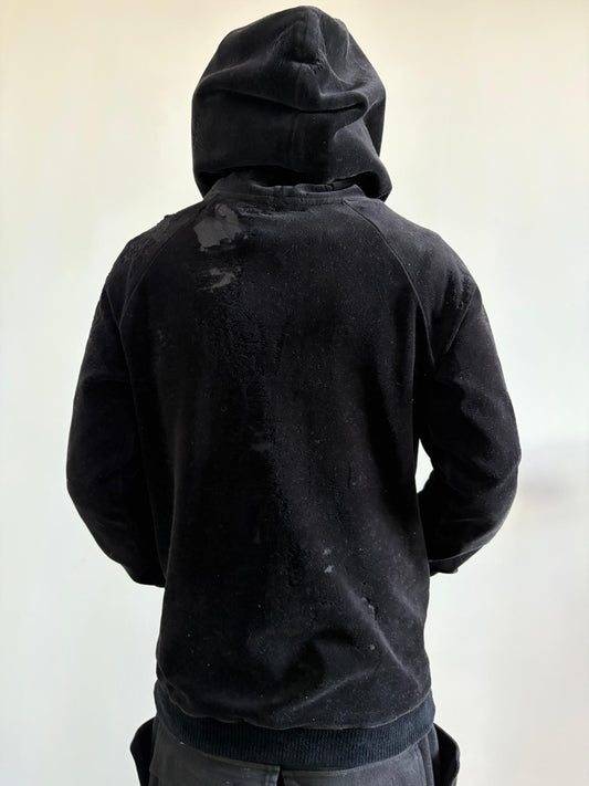 DISTRESSED BURNT OUT BLACK HOODIE