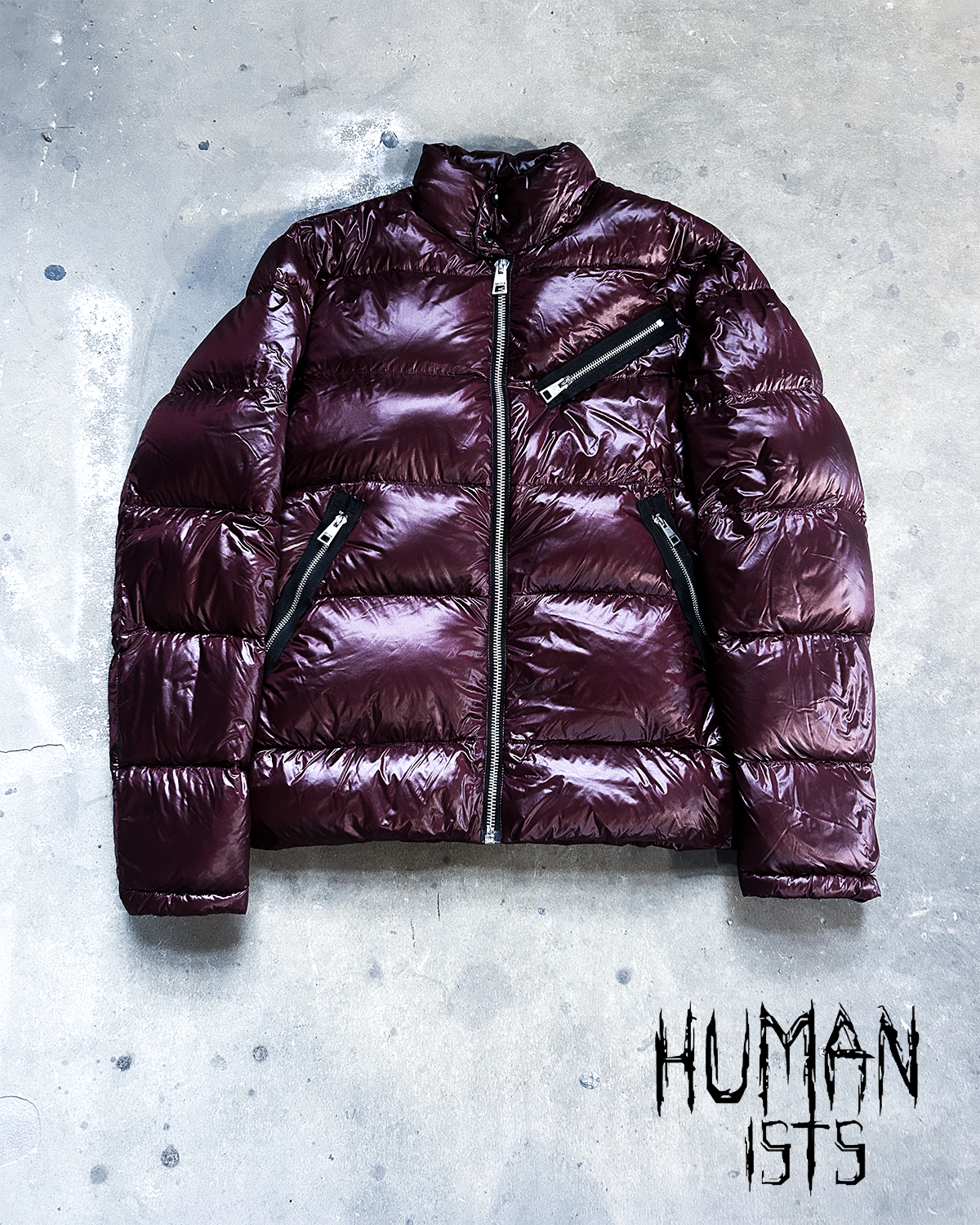 NYLON RED PUFFER DOWN JACKET