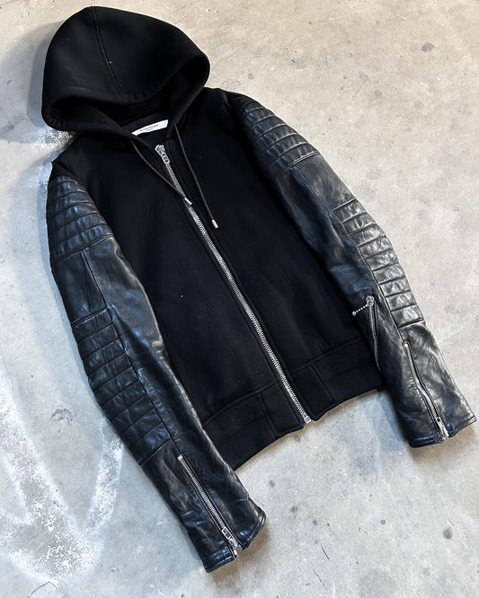 A/W16 LEATHER FLARED ARM ZIP UP BY RICARDO TISCI