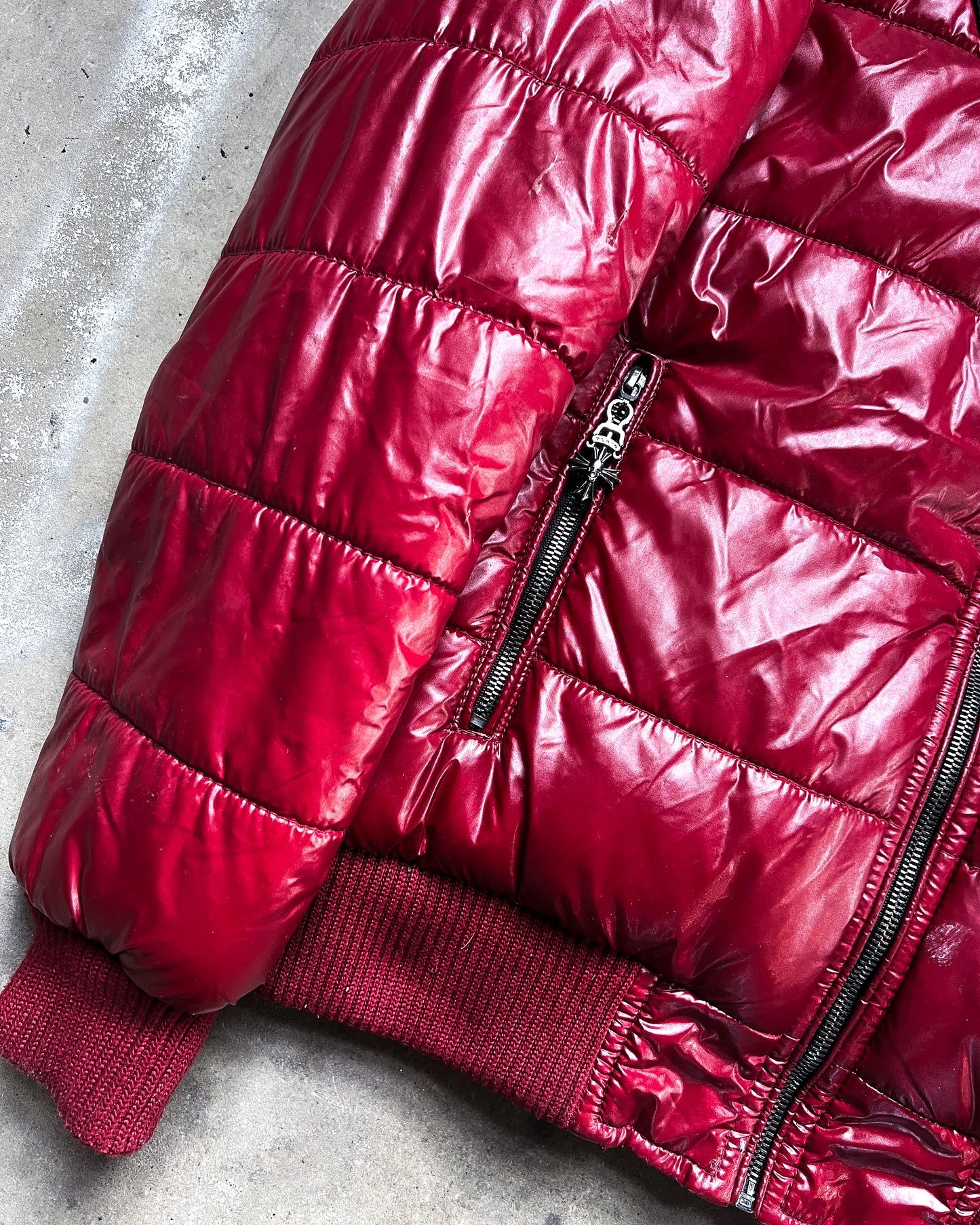 RED WAXED PUFFER JACKET