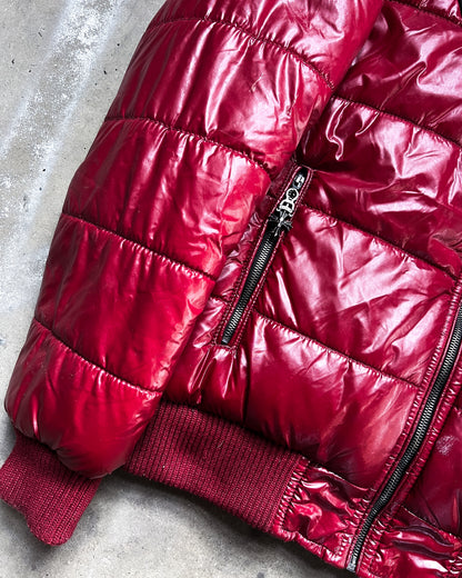 RED WAXED PUFFER JACKET