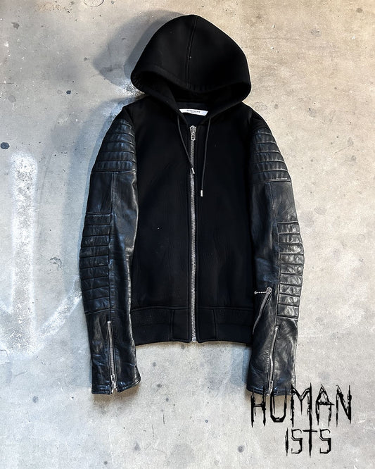 A/W16 LEATHER FLARED ARM ZIP UP