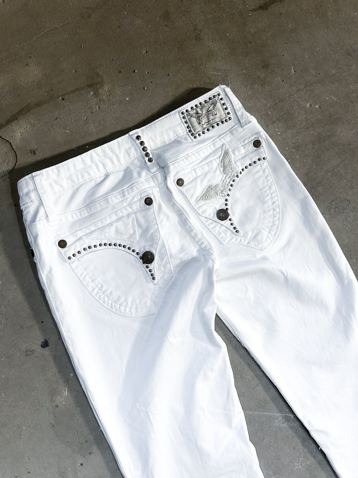 WHITE STUD WINGED DENIM